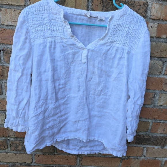 Joie 100% Linen Ivory Pintuck Blouse - Picture 2 of 12